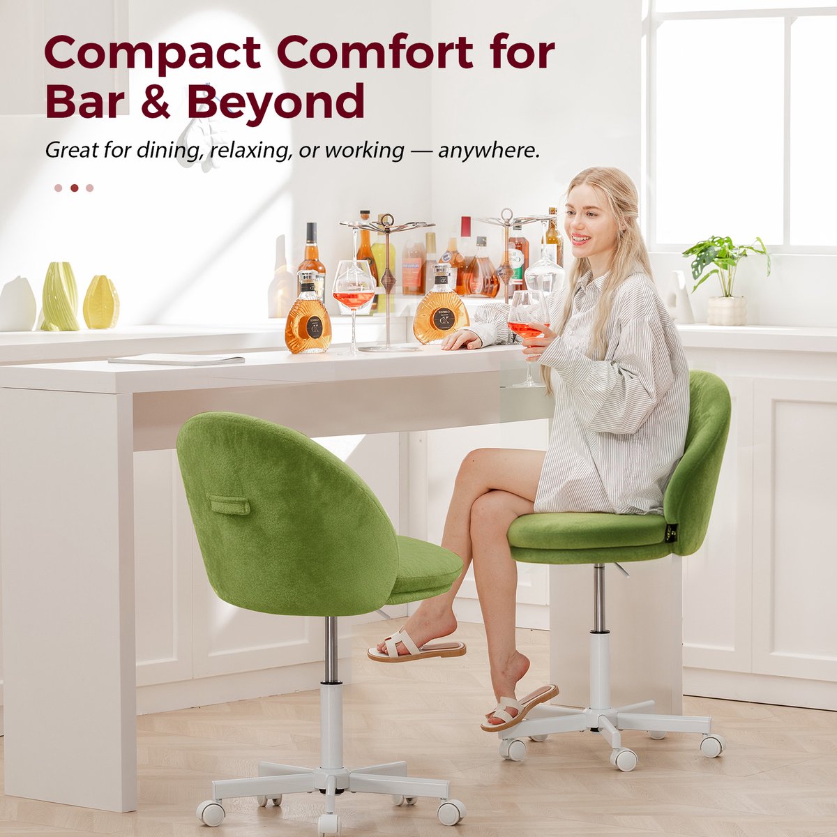 Homeoffice-stoel Draaistoel Groen Fluwelen Oppervlak - afbeelding 2