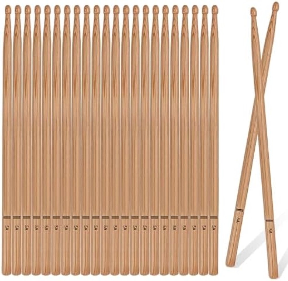 Set van 12 houten drumstokken - 5A maat voor alle muziekstijlen