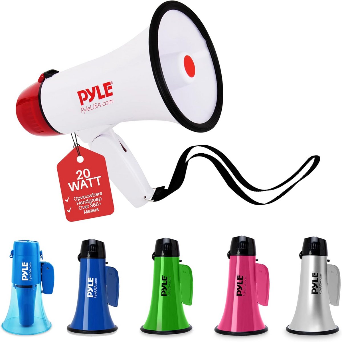 Draagbare Megaphone Speaker met 20W Vermogen, Ingebouwde Sirene en Verstelbaar Volume - Groot Bereik