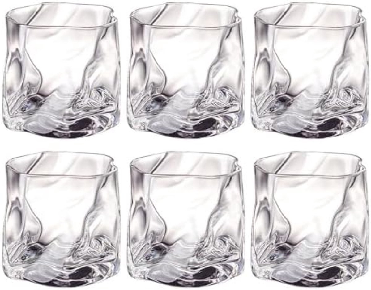 Set van 6 kristallen glazen met uniek gedraaid ontwerp