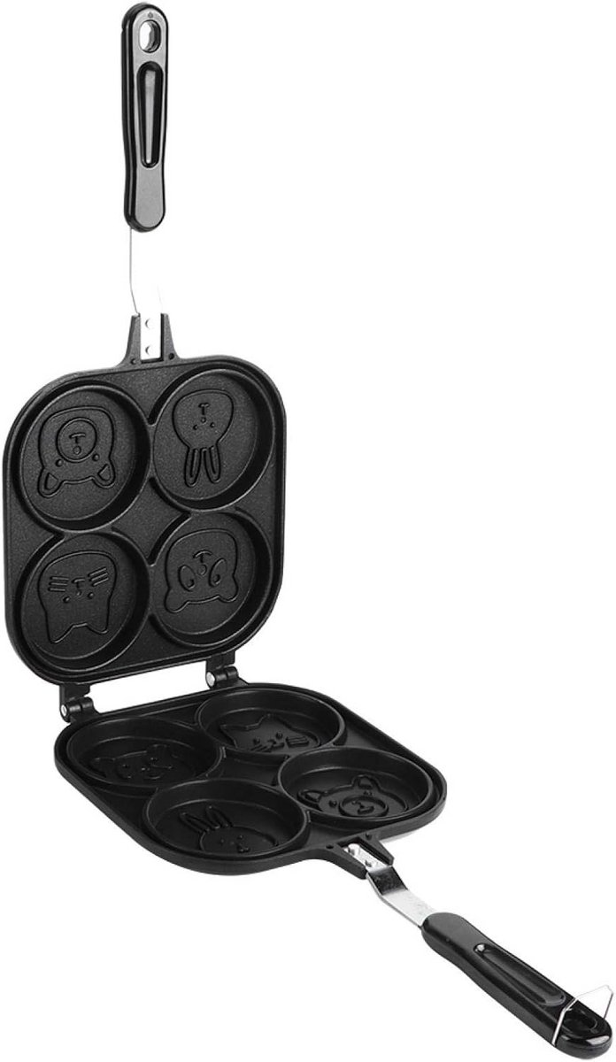 Dubbelzijdige Pannenkoekenpan met Antiaanbaklaag Vormpjes voor Eieren en Pannenkoeken