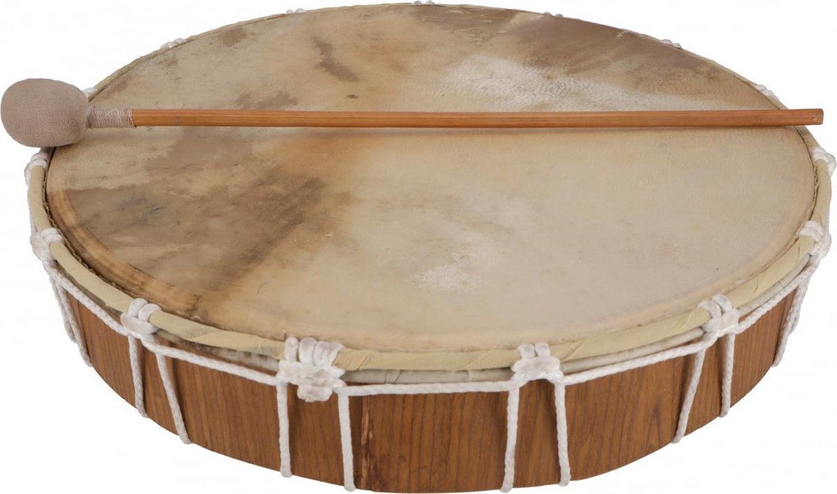 Platte Houten Trommel 40 cm Deluxe Handgemaakt Muziekinstrument