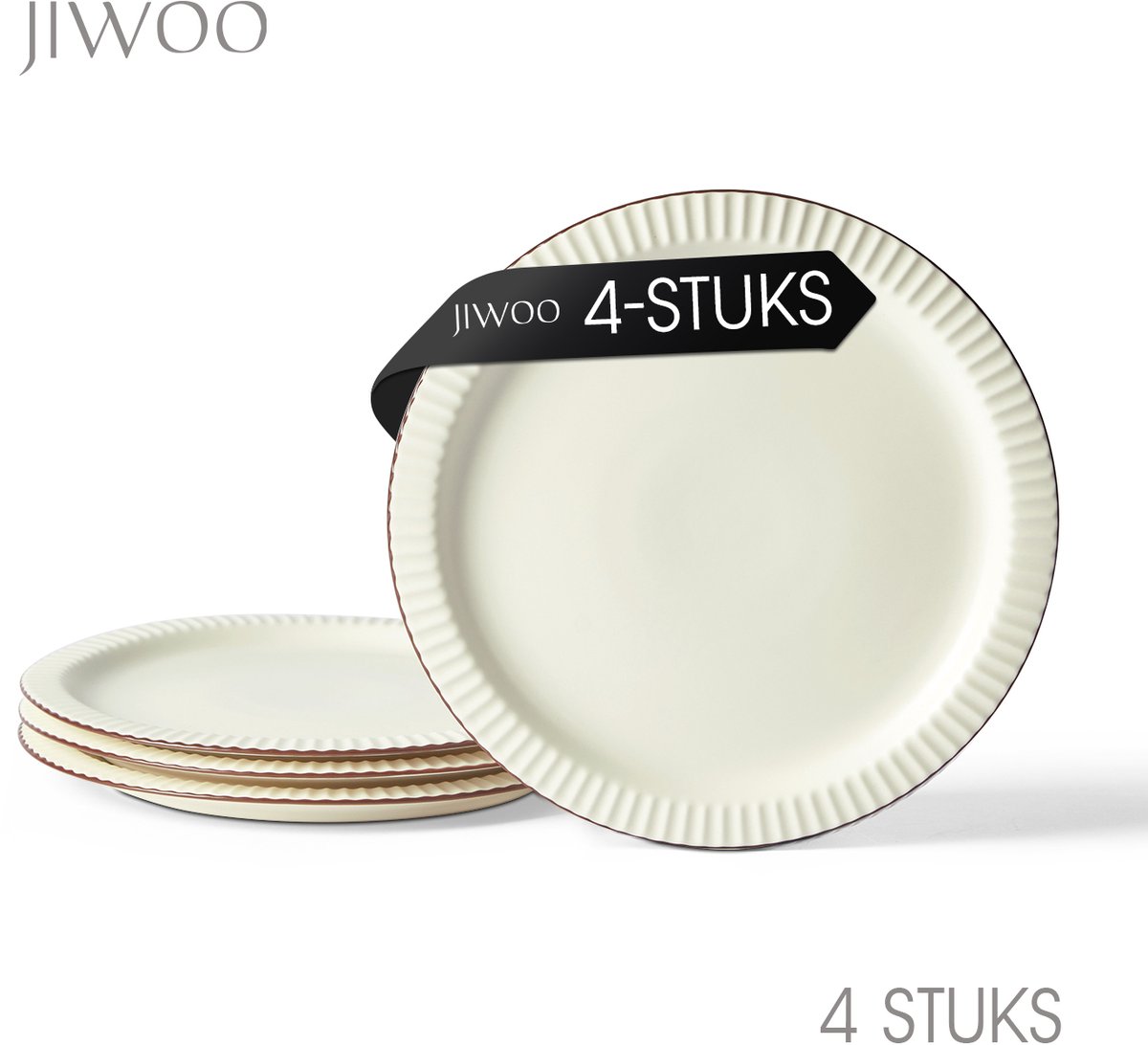 Dinerborden set van 4 (Ø25,4cm / 10inch), Ontbijtborden, Pastaborden, Pizzaborden, serviesset 4 persoons, Geschikt voor Restaurants, Horeca, Feest, Familiefeesten, Banketten en Picknicks, Magnetron-vaatwasserbestendig, Keramiek