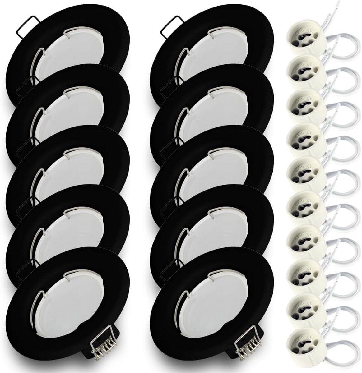 Set van 10 Zilveren LED Inbouwspots GU10 Neutraal Wit 4000K Plafondinbouwframe