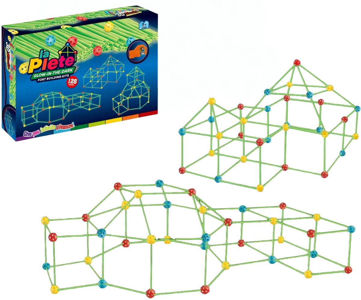 Fort Bouwpakket Glow In The Dark 128pcs - Constructiespeelgoed - Buitenspeelgoed - Bouwsets - Montessori Speelgoed