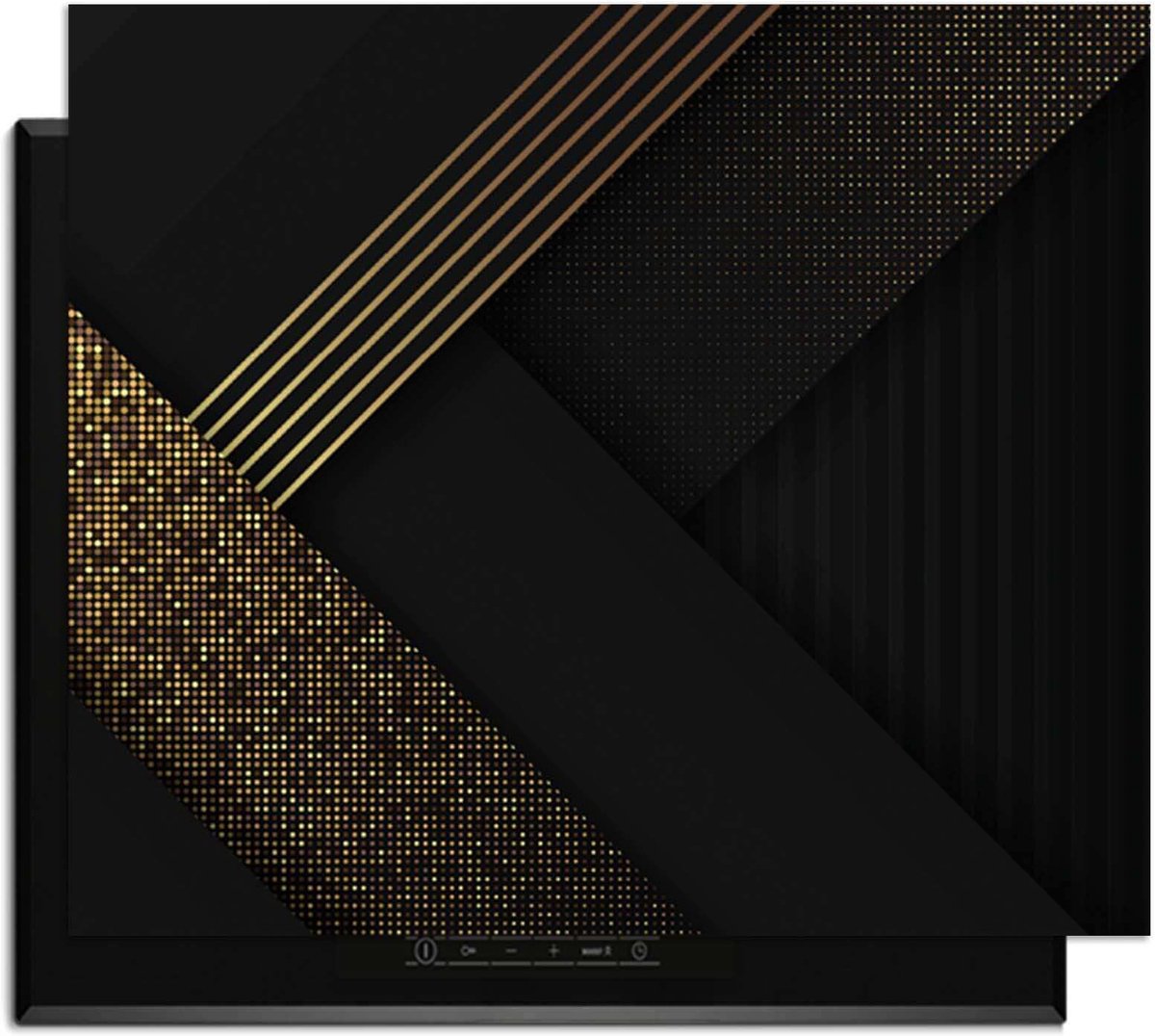 KitchenArt - Golden Geometry – Inductie Beschermer - 71x52 cm - Kookplaat Beschermer - Luxe Afdekplaat Inductieplaat - Anti-slip & Oprolbaar - Beschermmat Inductiekookplaat