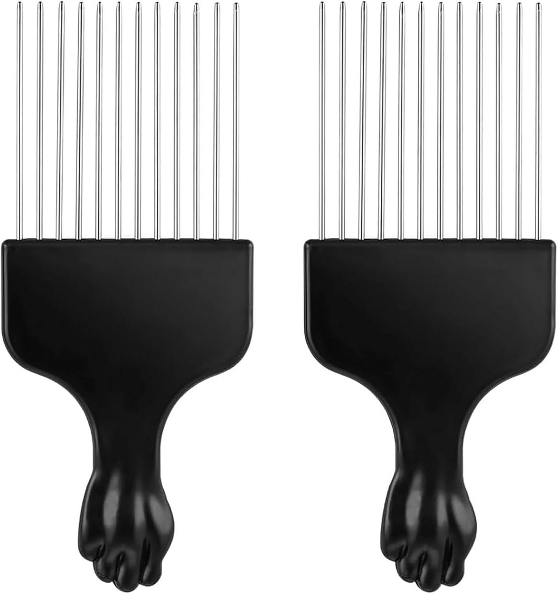 Set van 2 Zwarte Metalen Afro Kammen voor Krullend Haar en Styling