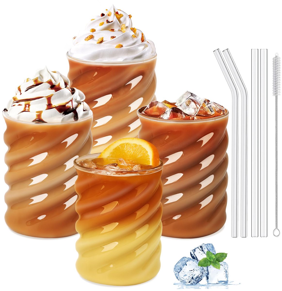 IMPERATORIS® Latte Macchiato Glazen - Koffieglazen - Cappuccino Glazen - Latte macchiato beker - IJskoffiebeker - Also Geschikt voor Cocktails, Melk, Water, Frisdrank - 4 stuks