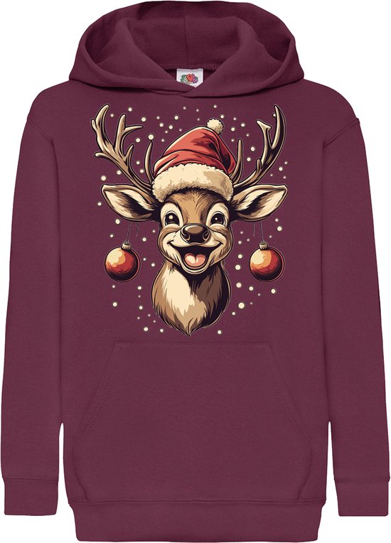 Foute kersttrui voor kinderen | maat 12-13 jaar | Hooded classic sweater | Kerst | Kerstcadeau | kleur Burgundy