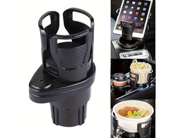 Auto Bekerhouder - 2 in 1 Bekerhouder - Universele houder - Bekerhouder Auto - Verstelbare Dubbele Drankhouder - Opvouwbare Drankhouder Auto - 360° Draaibare Multifunctionele Auto Houder - Blikjeshouder - Drankhouder - Cupholder Car