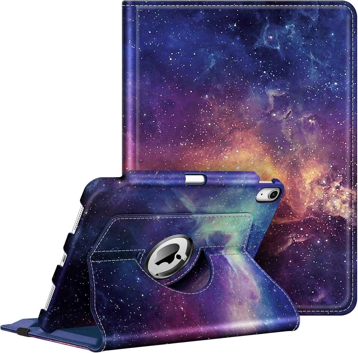 Zandarix Geschikt voor Apple iPad Air 11 inch M3 2025 - Book Case - Automatische Slaap/Waak Functie - Pen houder - Draadloze oplaadfunctie - Harde Beschermhoes met Zachte TPU Rand Bumper - Galaxy