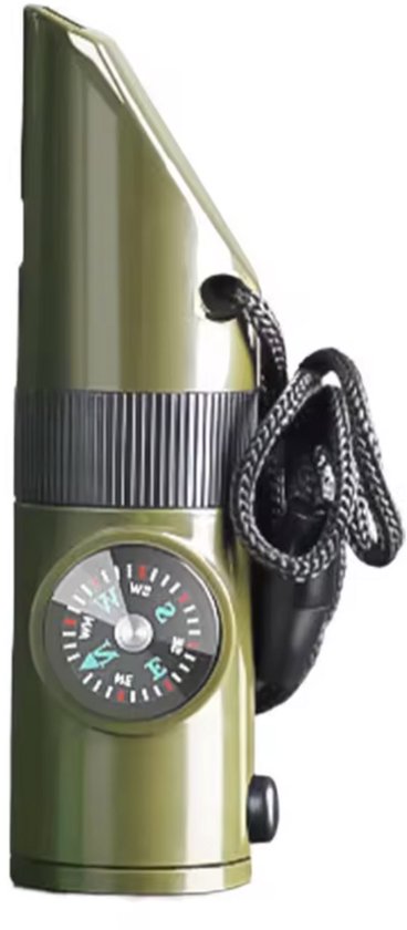 CHPN Survival gadget – 7-in-1 tool – Survivalketting – Kompas – Noodfluit – Vergrootglas – Spiegelreflector – Thermometer