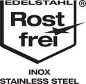 Logo 'Edelstahl Rostfrei Inox Stainless Steel'.