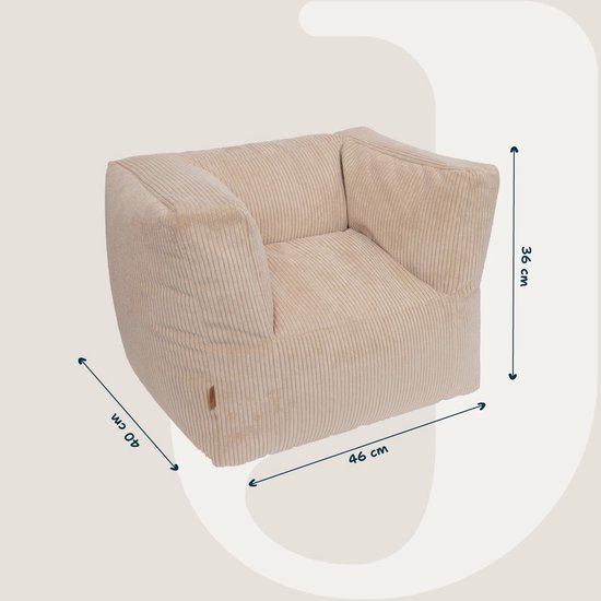 Jollein - Kinderfauteuil - Corduroy - Natural - Kinder Zitzak - 1 t/m 4 jaar van Jollein — afbeelding 2