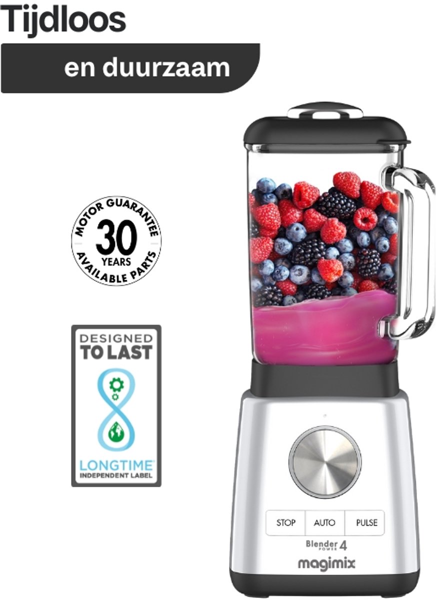 Magimix Power Blender - Smoothie Maker 1,8 Liter - Ice Crusher - Mat Chroom – foto 3