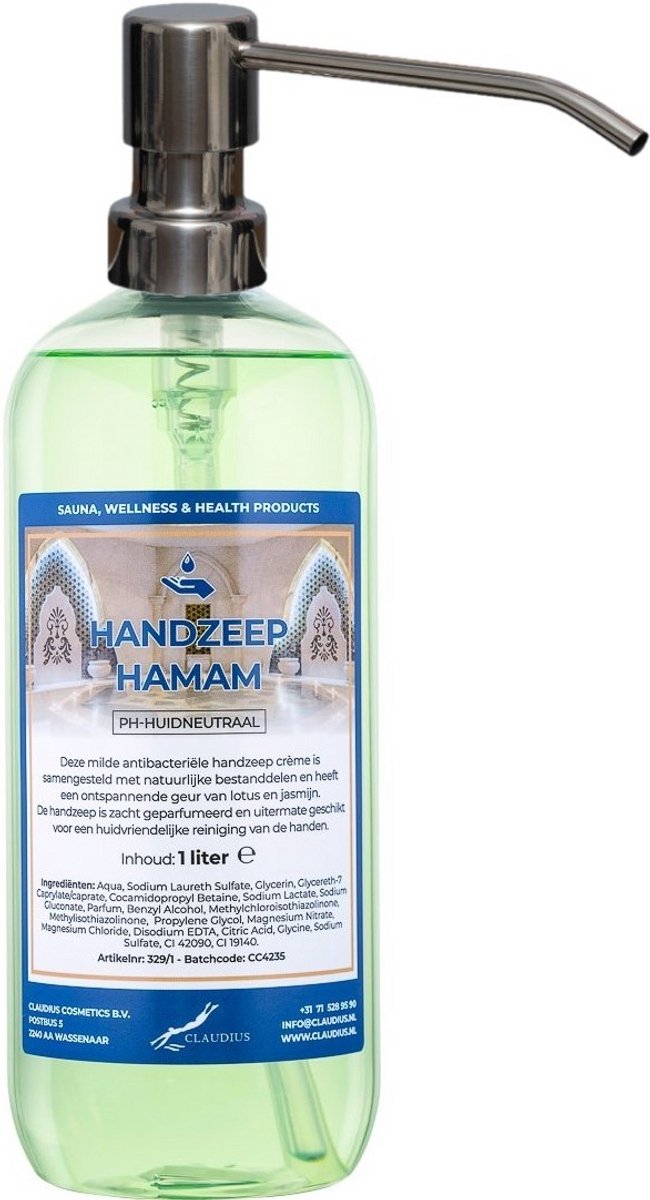 Handzeep Hamam 1 liter - met gratis RVS zilverkleurige pomp