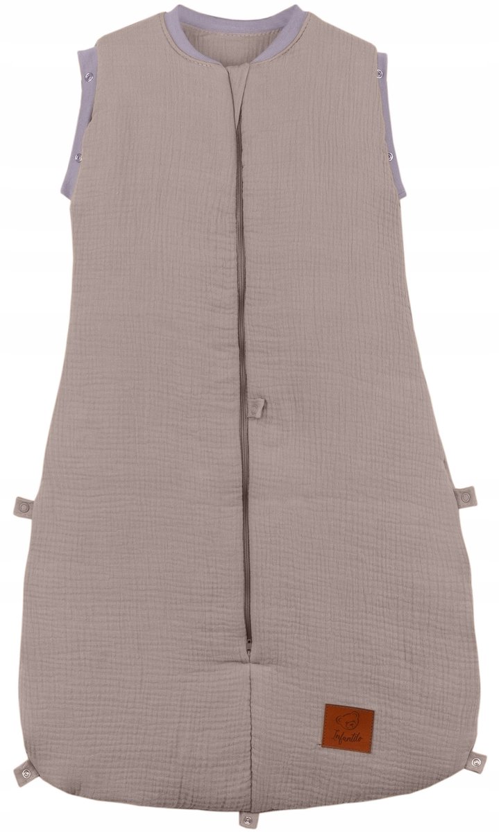 Baby slaapzak muslin 2.5 TOG, 0-18 maanden, verstelbaar, beige