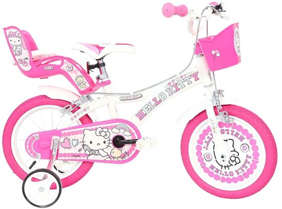 Dino Bikes Hello Kitty - Kinderfiets 16 Inch - van 4-6 Jaar - met Zijwieltjes - Meisjesfiets Roze van Dino Bikes — afbeelding 2