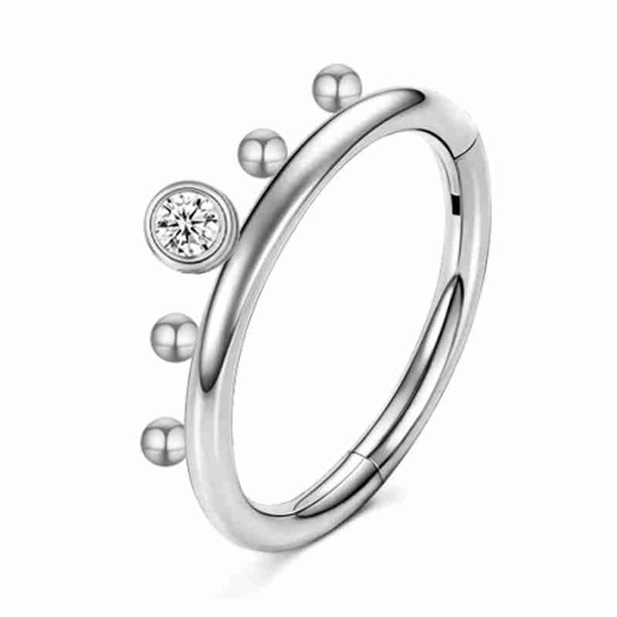 WeLoveSilver - helix piercing - chirurgisch staal met kristal - 6mm