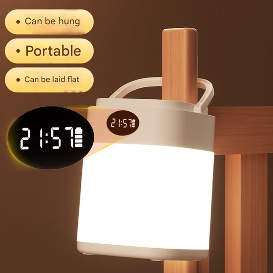 Nachtlampje voor naast het bed in de slaapkamer - LED-model met afstandsbediening - Speciaal ontworpen voor de slaap van de baby, oogbescherming tijdens het voeden en als nachtlampje voor kinderen - Vierkante afstandsbediening + klok + zeven kleuren van Merkloos — afbeelding 4