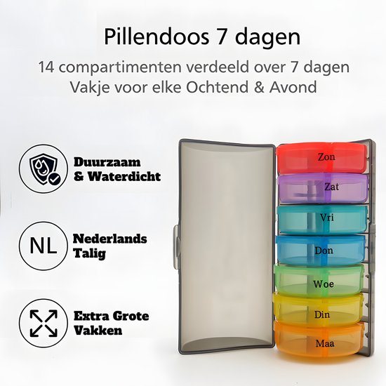 Pilulier 7 jours - Pilulier 7 jours - Boîtes à pilules 7 jours 2 compartiments - Boîtes à pilules avec fermeture robuste