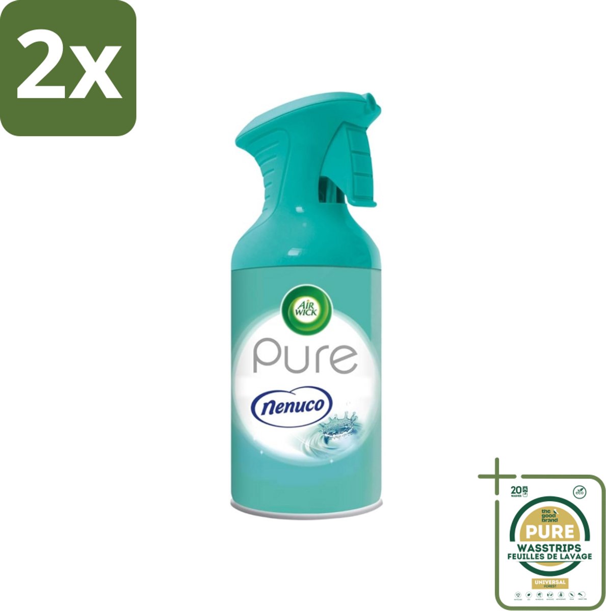 Air Wick - Luchtverfrisser - Pure Nenuco - Spray - 250 ml - Voordeelverpakking - 2 stuks - Spray - Geurverfrisser