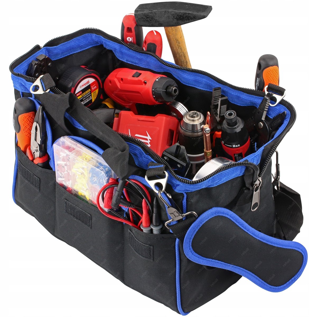 Robuuste Monters Gereedschapstas 14 Vakken Zwart/Blauw 34x25cm