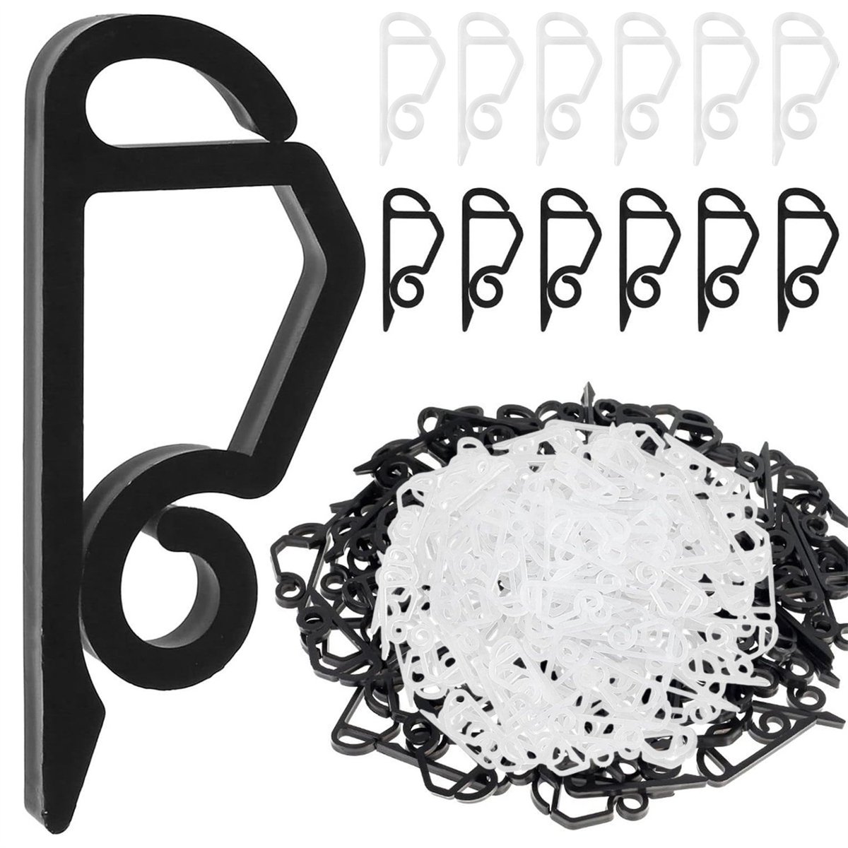 QTTVBTNA - Plastic lichtclip - 100 stuks - kerstlicht hangers - voor hangende decoratieve lichtslingers - Kerstmis - Vakantiedecoraties - Zwart/Wit - 5x2cm