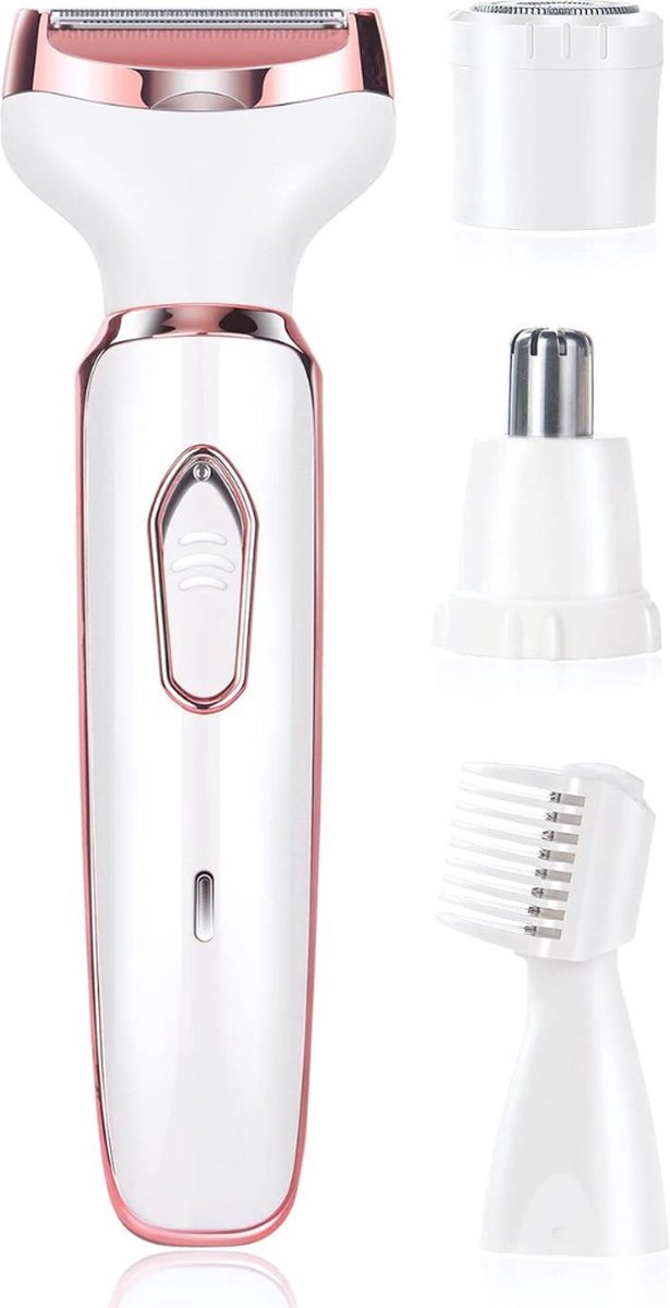 VIN® Wenkbrauw Trimmer – Ontharingsapparaat 4-in-1 – Ladyshave Waterbestendig – Wit/Roze