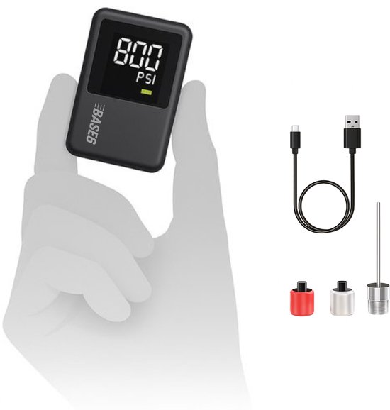 Elektrische Fietspomp XS - 108 gram - Draagbaar - Smart Digitaal Display - Mini Luchtcompressor - Koersfiets - Racefiets - Gravelbike - Sportfiets - Stadsfiets - Mountainbike - Scooter - Ballen - USB-C Oplaadbaar - Presta/Schräder/Dunlop