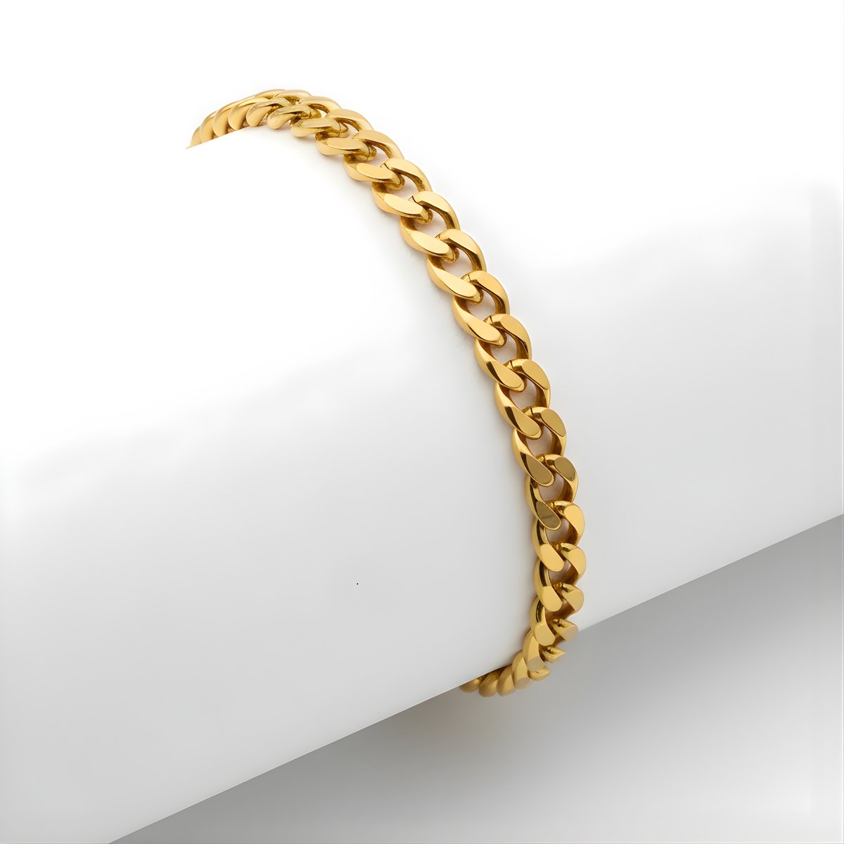 Ainy - Stainless Steel Armband Goud | 5mm - 21cm | Sieraden | Unisex Bracelet | Schakelarmband | RVS Staal Goudkleurig | Cadeau voor Dames en Heren