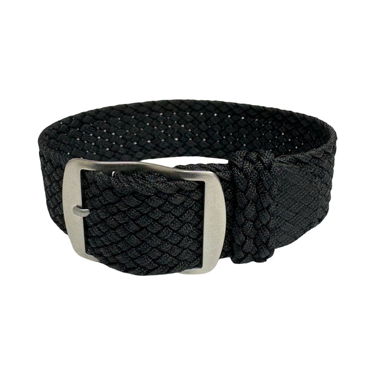 Premium Braided Perlon Strap - Geweven Perlon Horlogeband - Zwart 18mm