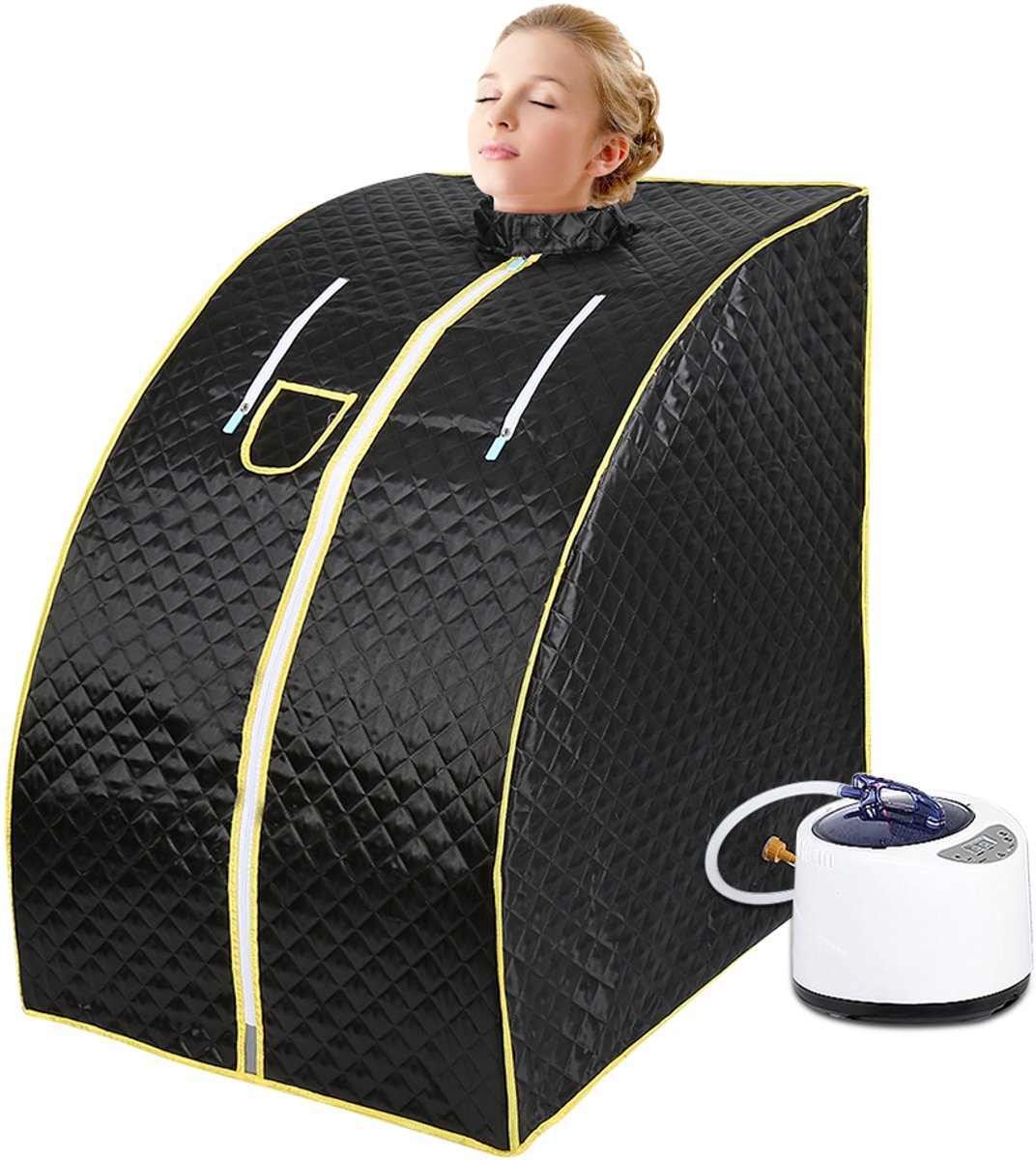PIPIPOXER-Draagbare 1,8" stoomsauna, afslankende sauna, stoomcabine, gewichtsverliestherapie, 1000W, zwart thumbnail 6