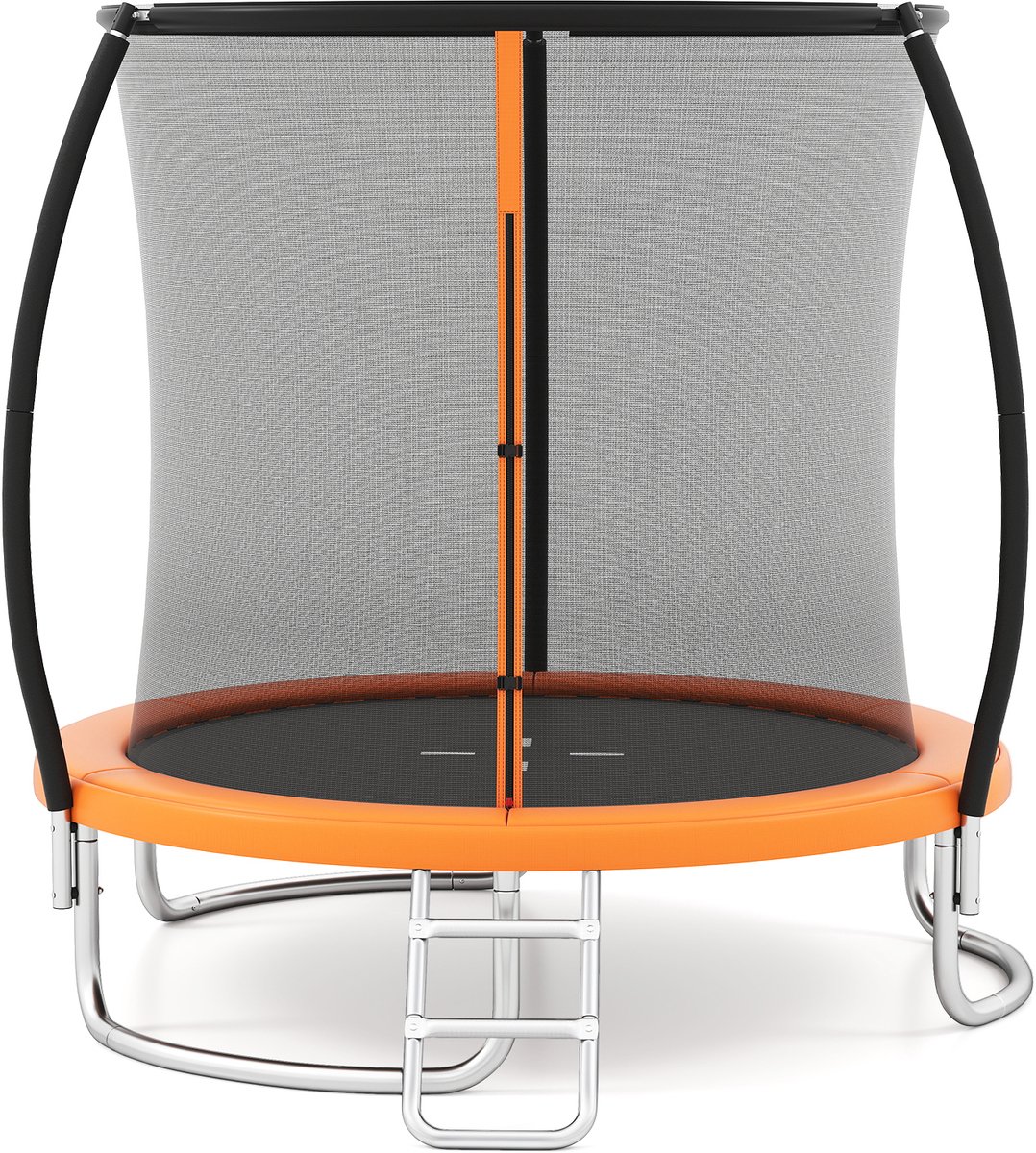 COSTWAY Ø 244 cm trampoline met ladder, tuintrampoline rond met veiligheidsnet, randafdekking en metalen frame, kindertrampoline, complete set voor kinderen en volwassenen