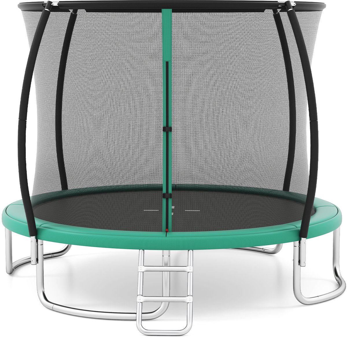 COSTWAY Ø 305 cm trampoline met ladder, tuintrampoline rond met veiligheidsnet, randafdekking en metalen frame, kindertrampoline, complete set voor kinderen en volwassenen van Costway