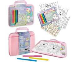 Unicorn Reispakket - Kleurboek en Tekenpakket Meisjes voor Onderweg - Reisspeelgoed met Stickerboek en Doeboek - Vakantieboek - Joya Creative