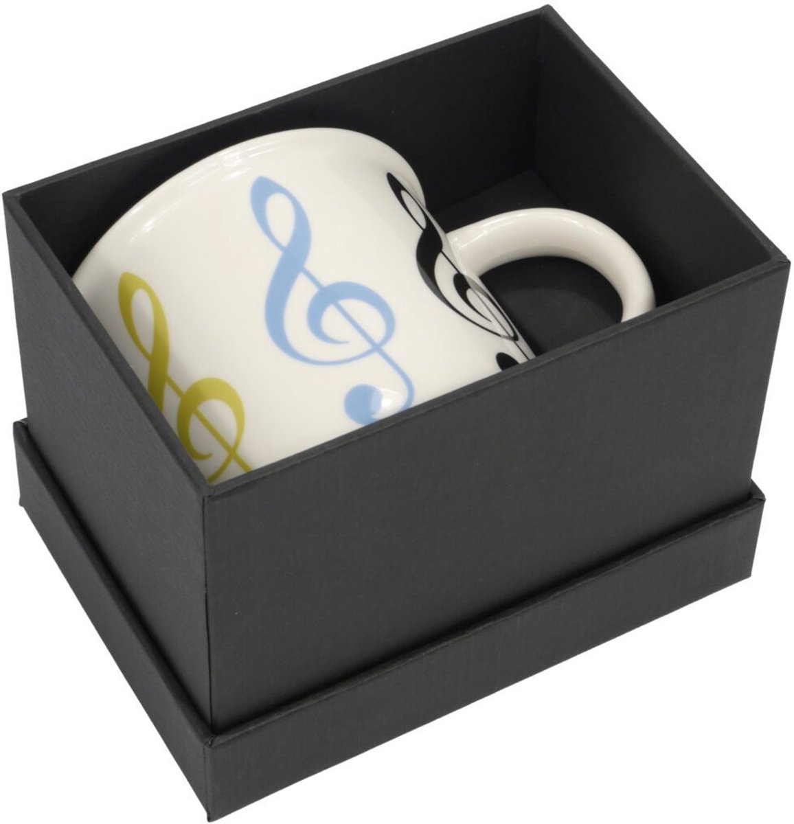 Music Gifts - Koffie beker kleurrijke vioolsleutels - Luxe cadeau doos - Porcelain