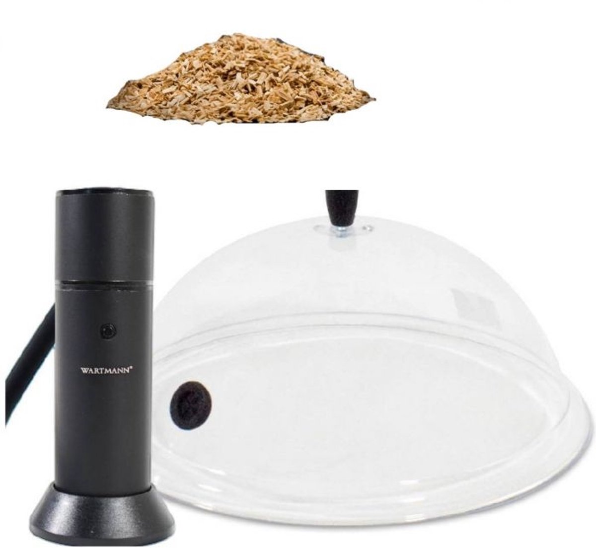 Wartmann 2402SM - Rookpistool Deluxe Pakket - Smoking Gun - Stolp - 5 Smaken Rookmot - Koud Roken - Foodsmoker - Cold Smoke - Rookapparaat - Olijf, Citroen, Sinas, Vuren, Beuk, - Mat Zwart