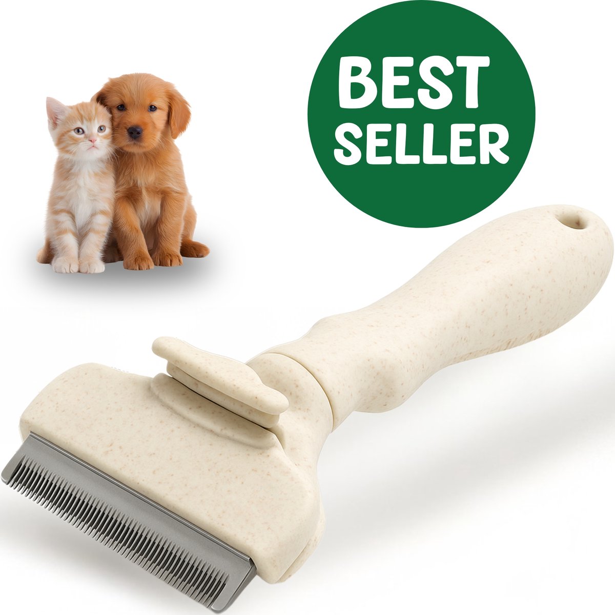 Woefy Slickerborstel - Haarverwijderaar - Hondenborstel - Kattenborstel - Duurzaam - Kam - Veilig - Druk knop - Medium