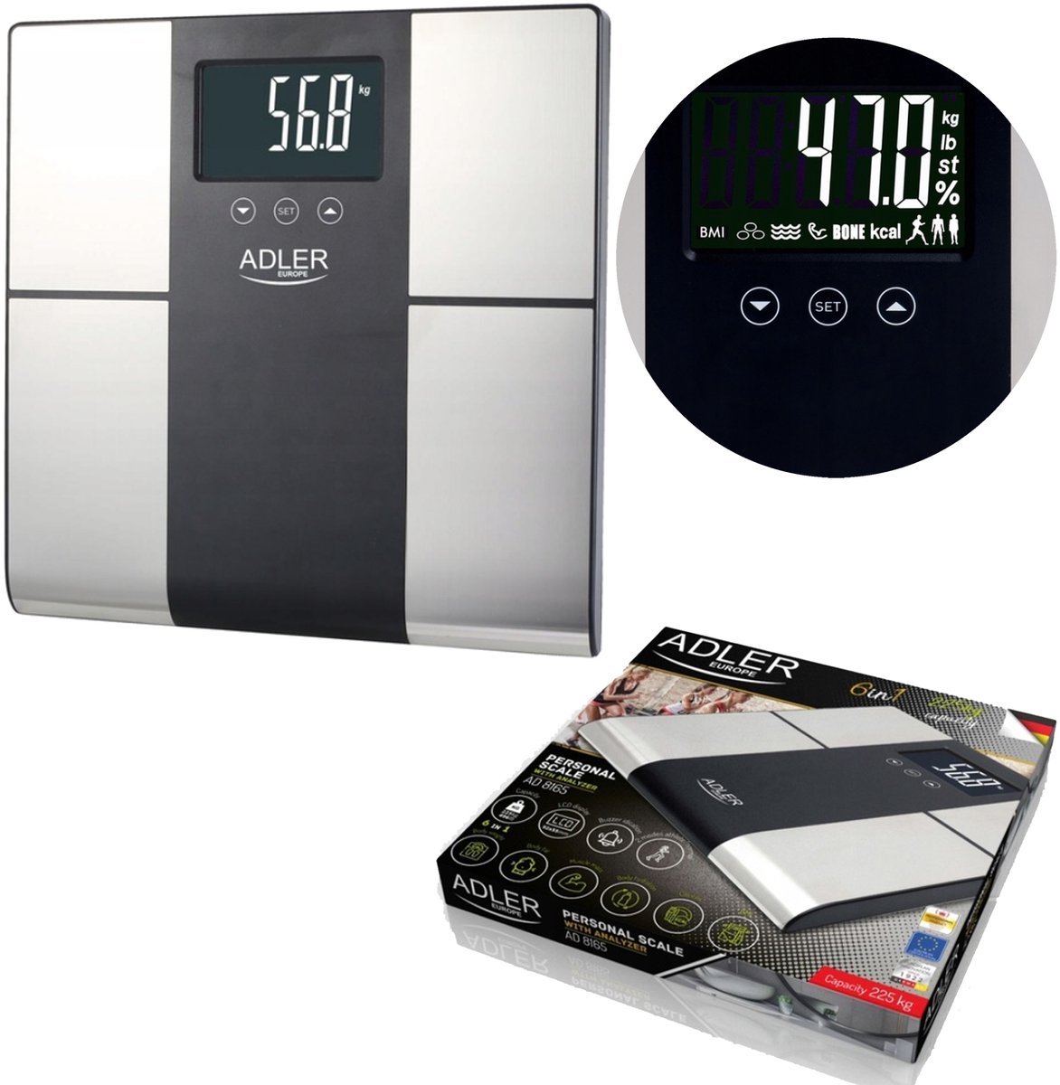 Slimme Personenweegschaal met BMI & Vetmeting - Max 225 kg