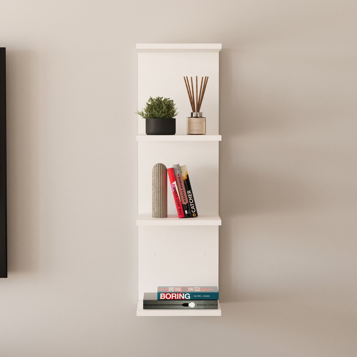 Wandrek Surahammar met 4 planken 95x30x28 cm wit [en.casa]
