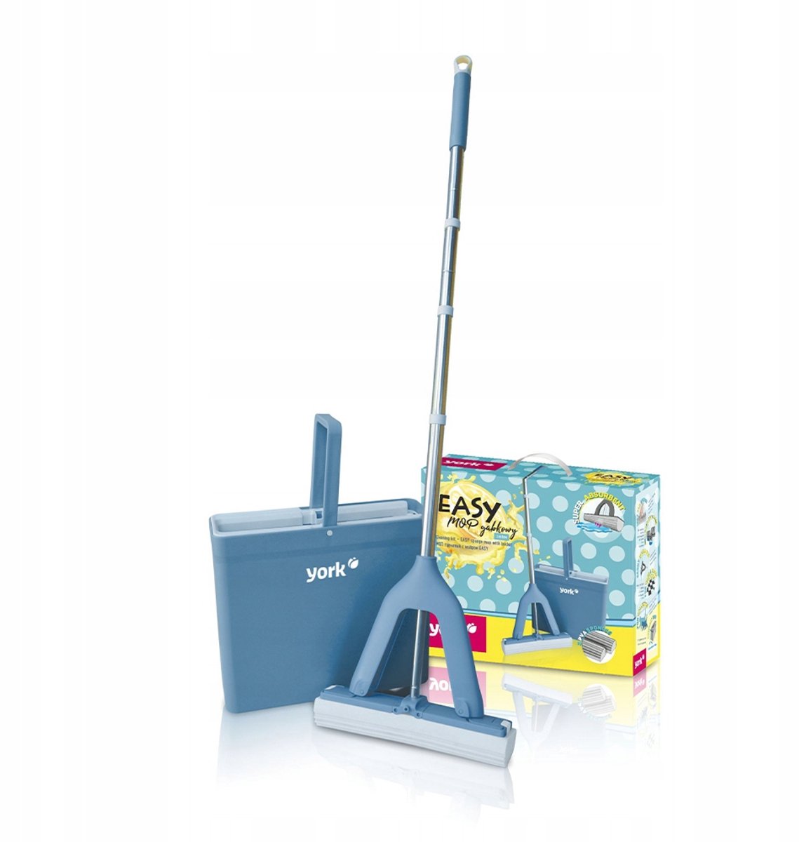 YORK Easy Vloermop met Emmer - PVA Sponzen, Uittrekbaar