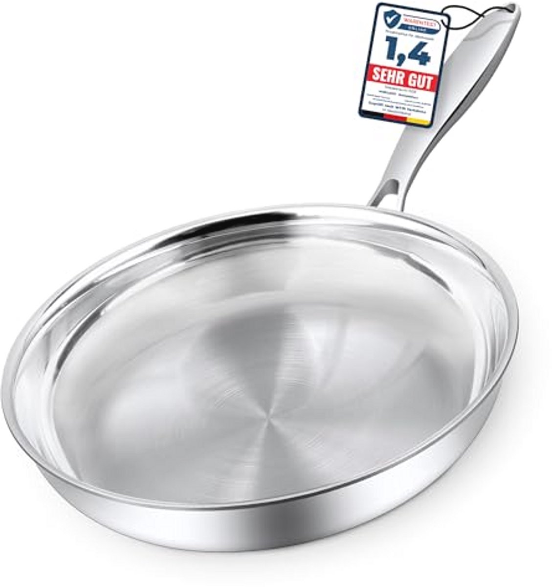 Krasbestendige roestvrijstalen koekenpan Ø 24 cm – 5-laags, inductie en vaatwasmachinebestendig