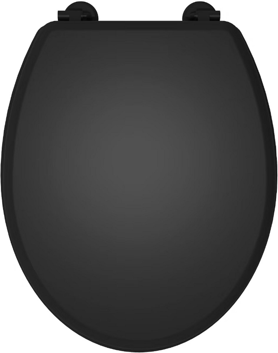 Allibert Aciero WC Bril - Standaard Toiletbril - Mat Zwart - Hout - RVS Scharnieren