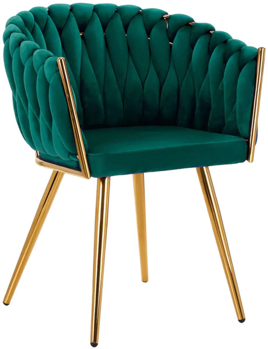 Stoel LUX Groen Fluweel - salonstoel - decor - visagie stoel - kapper stoel - fluweel - gouden stoel