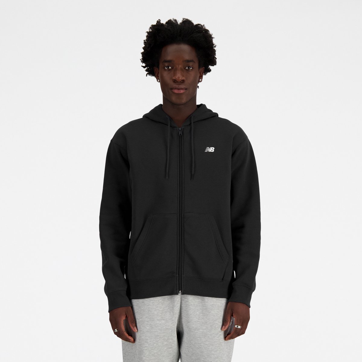 New Balance Sport Essentials Logo Fleece FULL ZIP Heren Vest Zwart