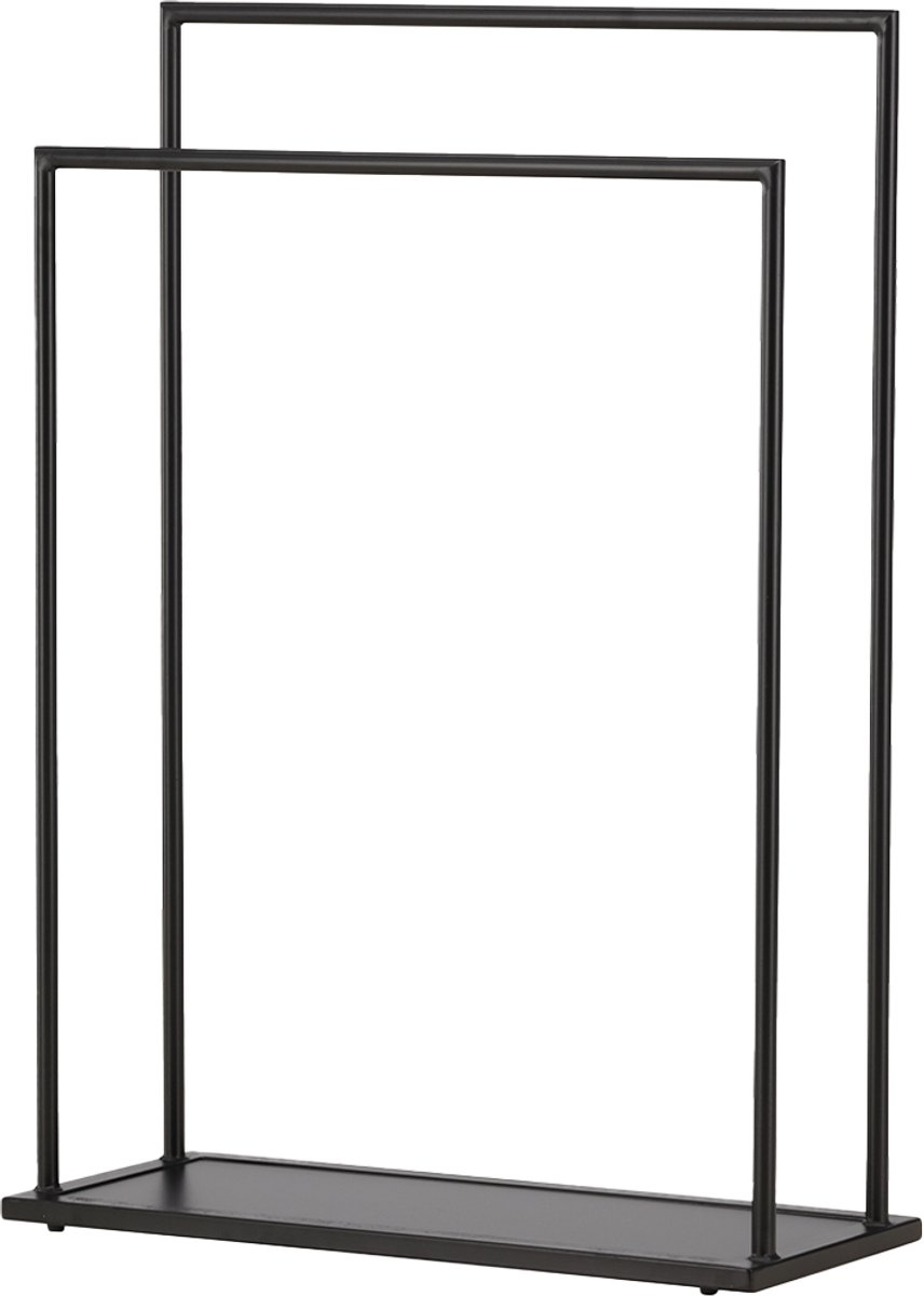 Nest living Eva Zwart Metalen Kledingrek - Staand - 2 Stangen - Kledinghouder - Handdoekhouder - Handdoekenrek - 100 x 70 cm