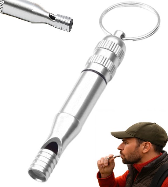 RVS Survivalfluitje – Waterdicht & Luid – 7,5 cm – Aluminium Sleutelhanger Fluit – Lichtgewicht Outdoor Tool voor Kamperen, Wandelen & Reizen – Zilverkleurig