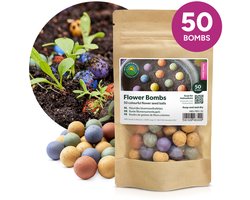 Flower Bombs Zaadbommetjes 50 stuks - Handgemaakte zaadbommetjes - Seedbombs - Biologische bloemzaden - Duurzaam en ecologisch - Leuk cadeau of relatiegeschenk