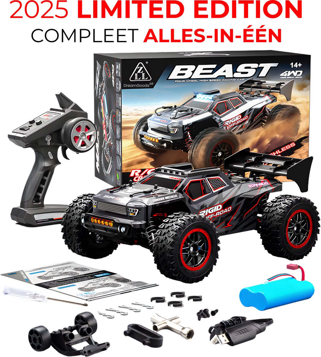 DreamGoods Bestuurbare RC Auto - 80km/h - Limited Edition - Top Speed Race Auto - 1:20 Offroad Drift Car - 300 m Afstandbestuurbaar - Radiografisch - Waterdicht - Bestuurbare Auto voor Buiten - RC Auto Volwassenen - voor Jongens — afbeelding 8